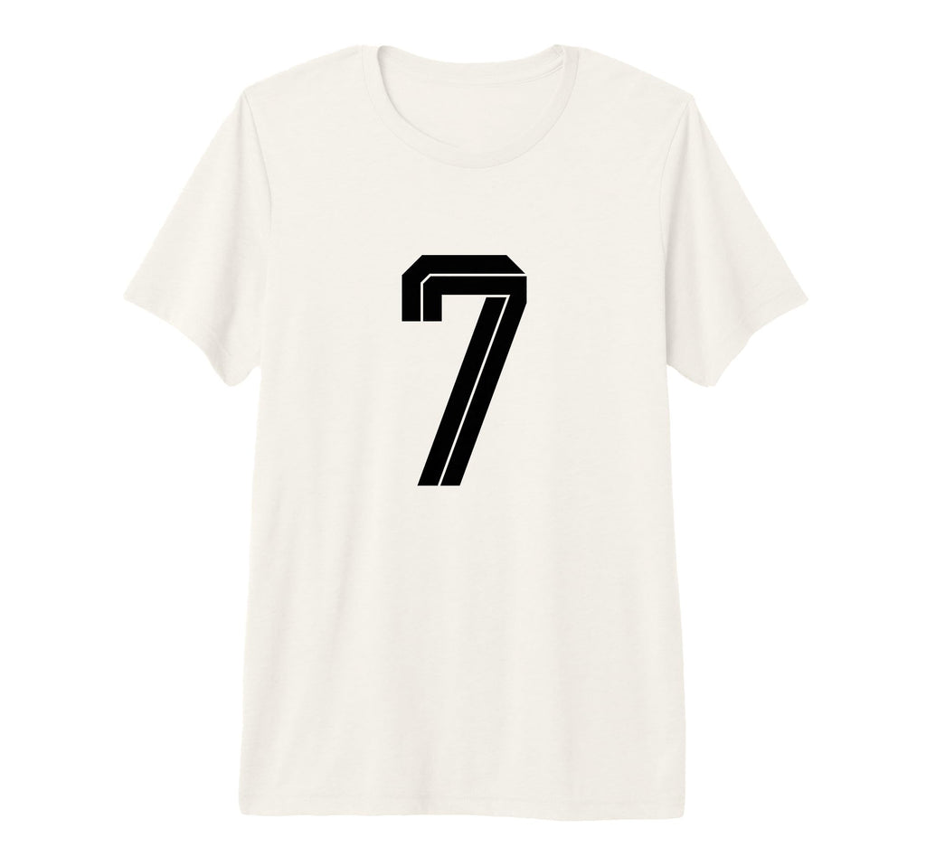 7 White Number 7 Sports Fan Soccer Tri T-Shirt - Graphic Print for Adults