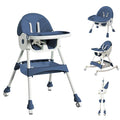 High Chairs for Babies and Toddlers, 4 in 1 Convertible Baby High Chair, Portable High Chair for Travel with Adjustable Height and Back, Foldable HighChair with Wheels& Pu Cushion