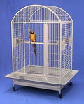 XX Large DomeTop Wrought Iron Bird Parrot Cage, 40"x30"x66.5"H, 6mm Extra Strong Wire (Silver Vein)