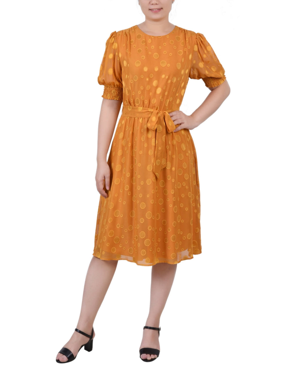 Ny Collection Womens Elbow Sleeve Swiss Dot Dress , XL