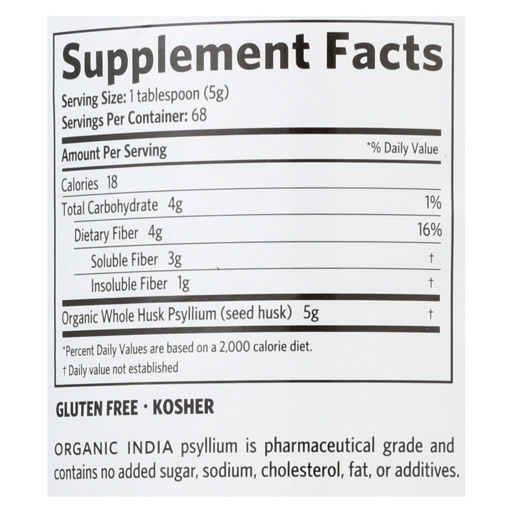 Organic India Fiber Harmony Psyllium Whole Husk, 12 Oz.