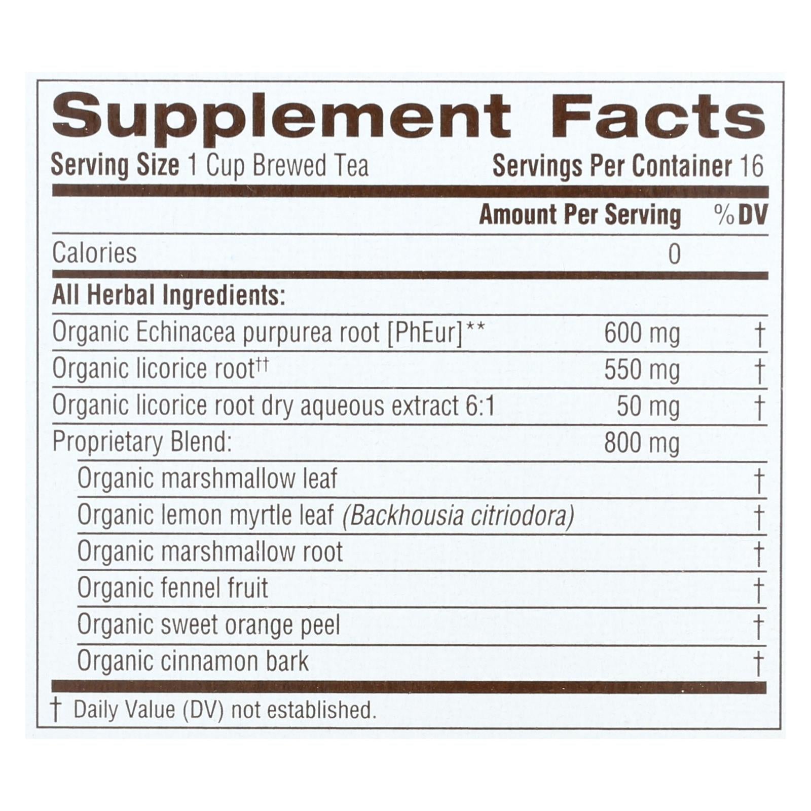 Traditional Medicinals Organic Lemon Echinacea Throat Coat Tea, 16 Bags, Case of 6 – Immune Support, Sore Throat Relief
