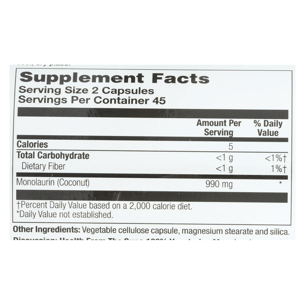 Health From The Sun Monolaurin - 90 Vegetarian Capsules