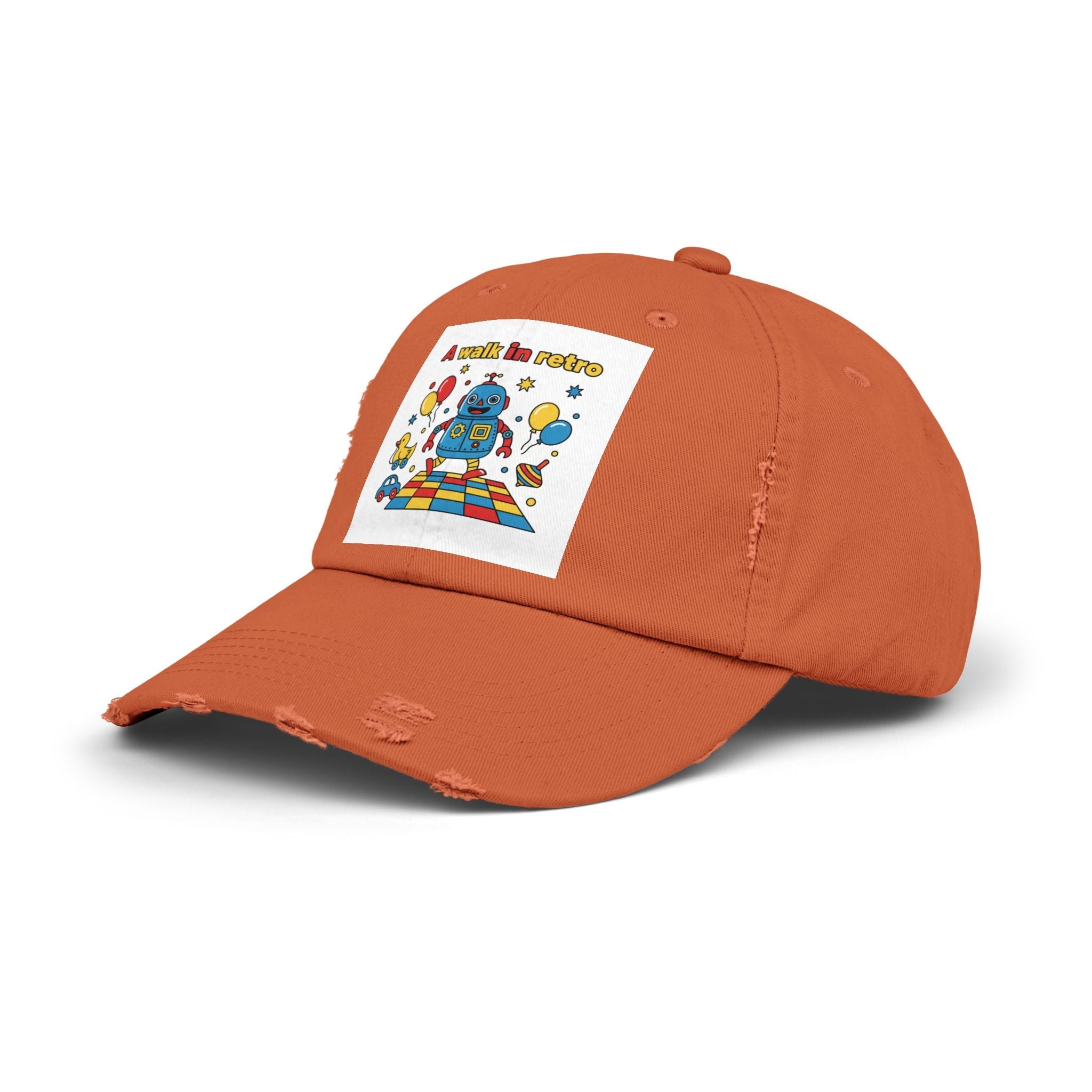 Retro Robot Baseball Cap - "A Walk in Retro" Distressed Patch Hat
