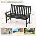 52 Inch All-Weather HDPE Outdoor Bench with Backrest and Armrests