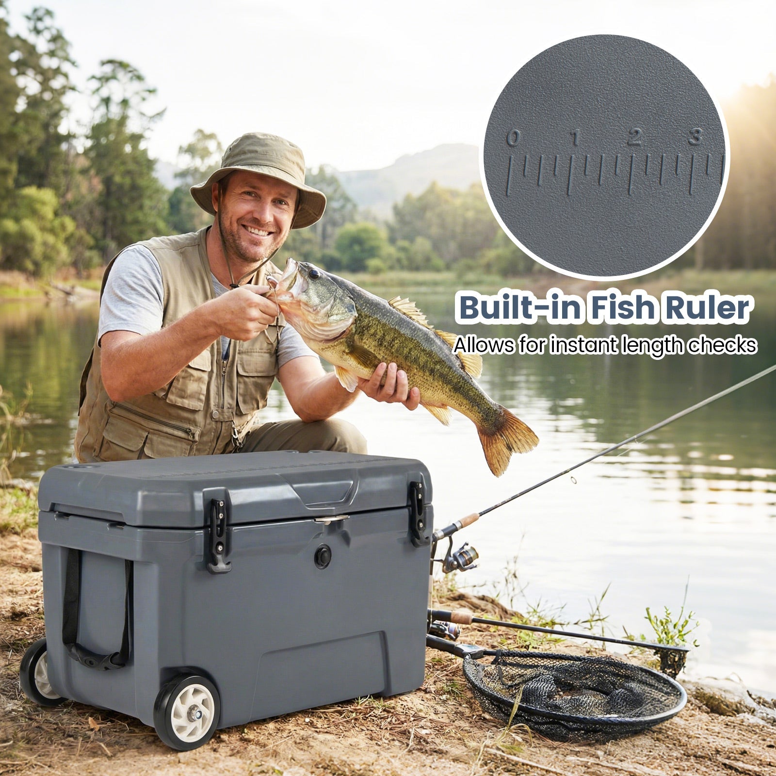 52 Quart Portable Hard Cooler with 6-Day Ice Retention and Wheels