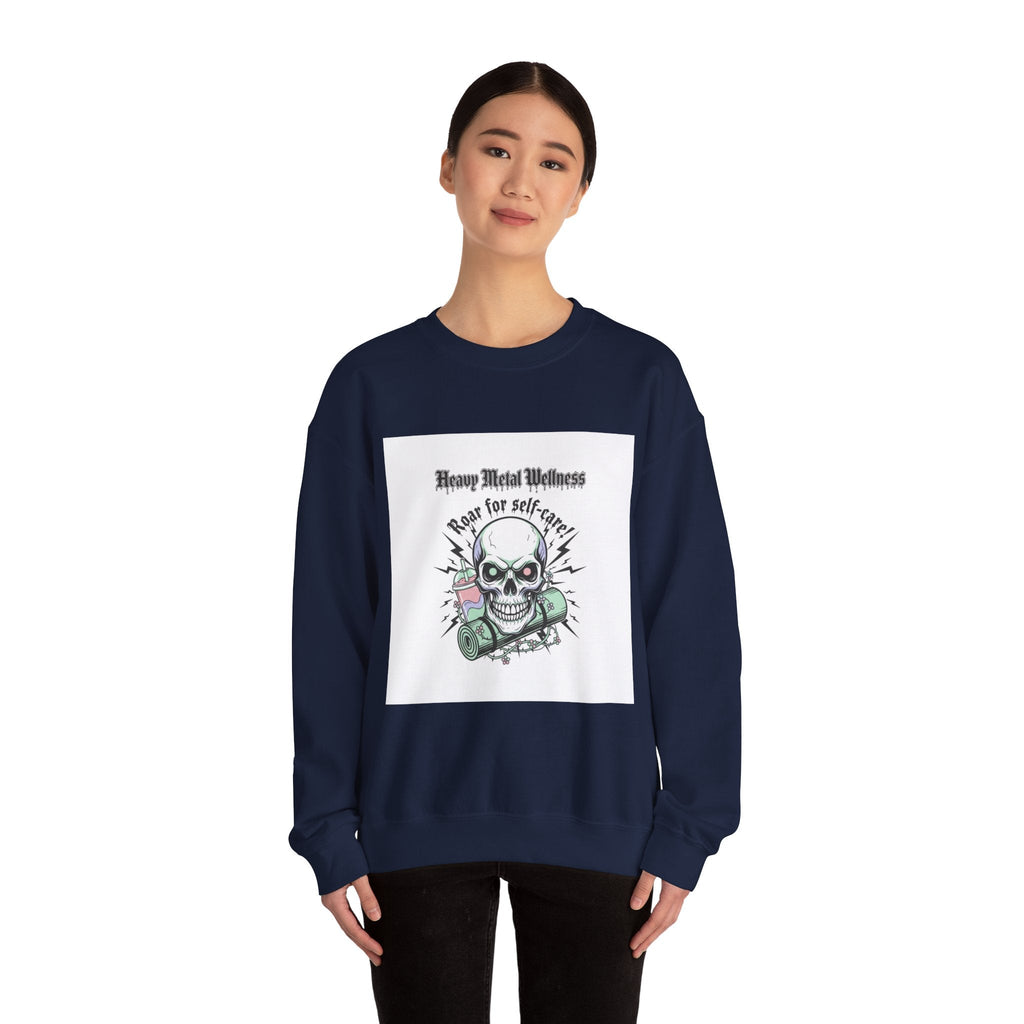Heavy Metal Wellness Skull Crewneck Sweatshirt | metal font shirt, gothic wellness quote