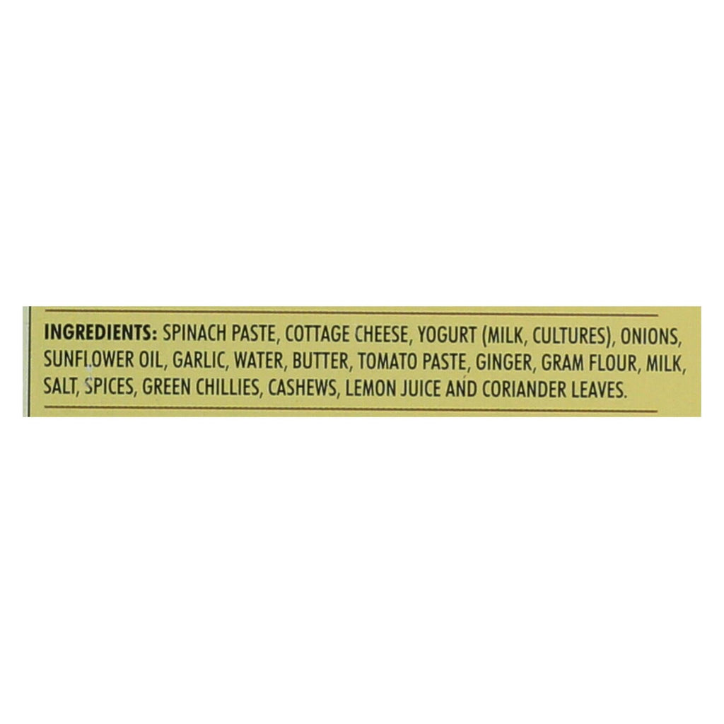 Kitchen of India Palak Paneer Indian Dinner - Pack of 6 - Creamy Spinach with Cottage Cheese in Curry Sauce - 10 Oz