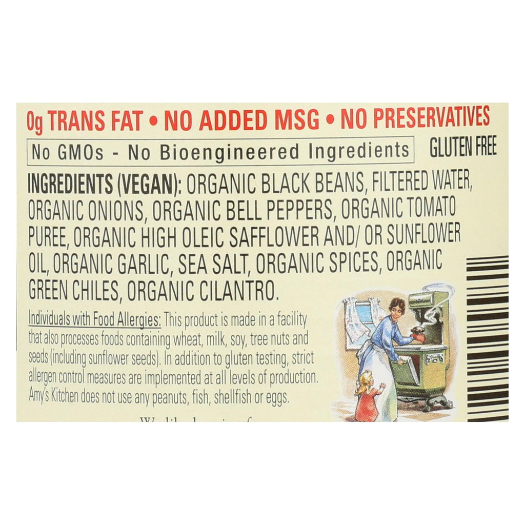 Amy's Organic Reduced Sodium Black Bean Refried Beans, 12 Pack - 15.4 Oz. Each