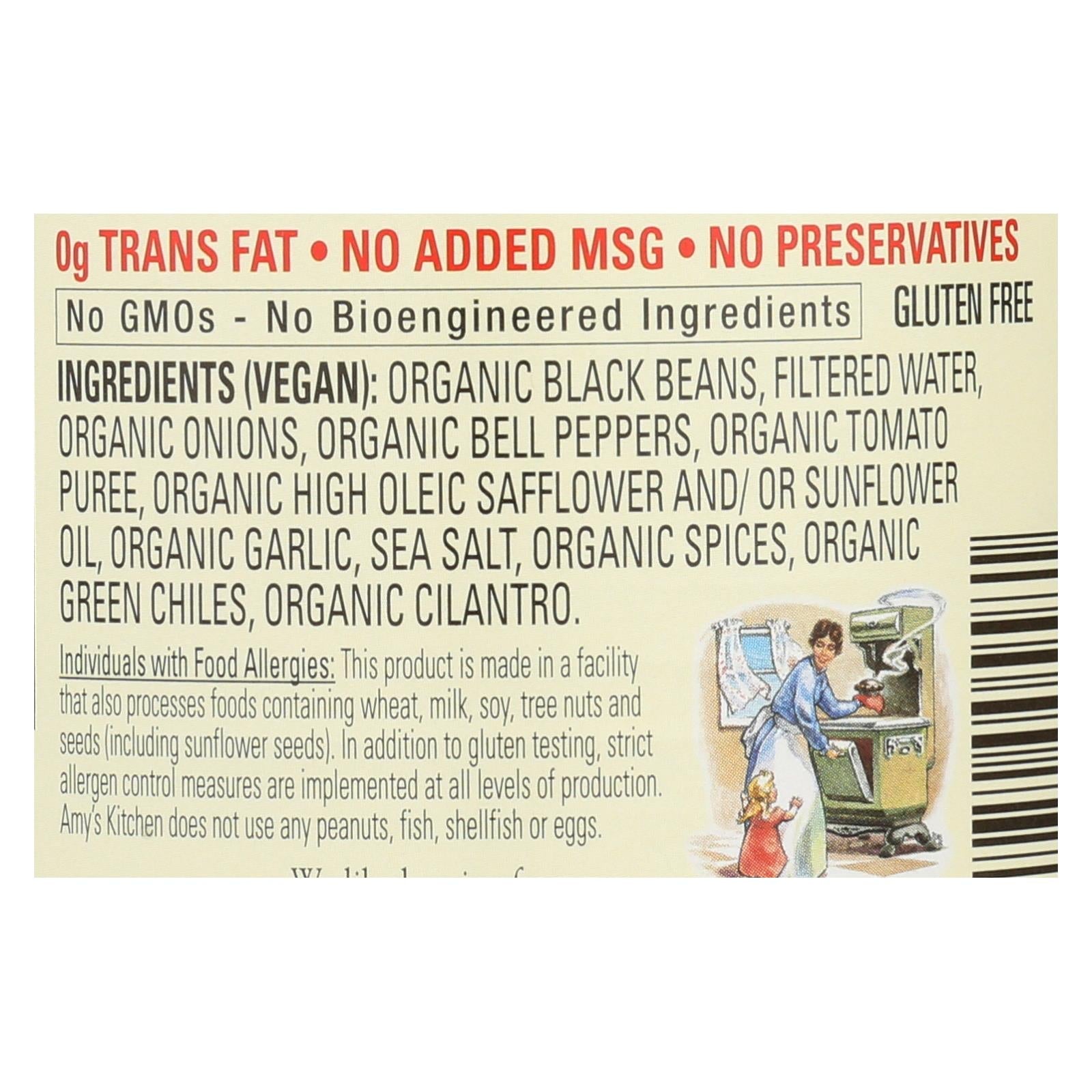 Amy's Organic Reduced Sodium Black Bean Refried Beans, 12 Pack - 15.4 Oz. Each
