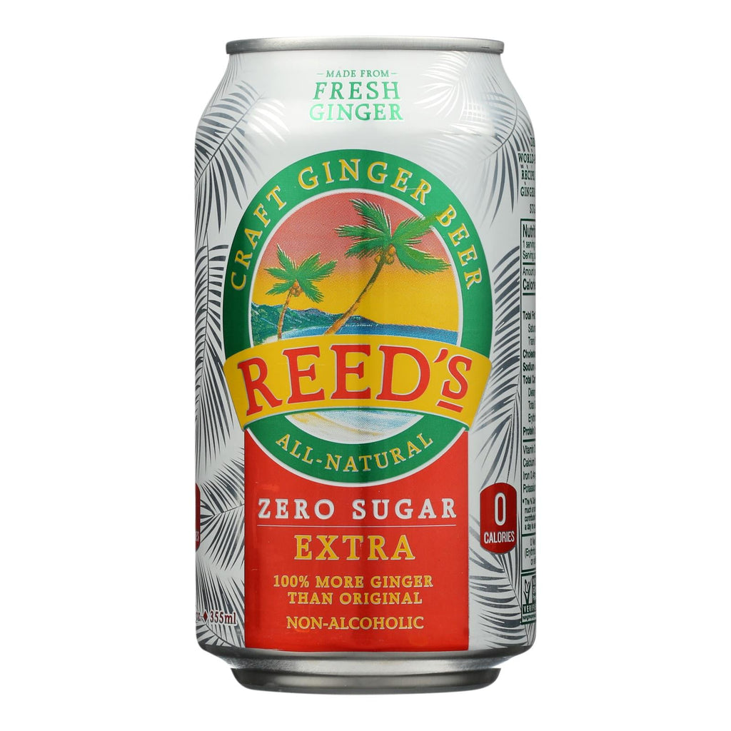 Reed's Zero Sugar Ginger Beer, Case of 6 - 12 Fl. Oz. Bottles