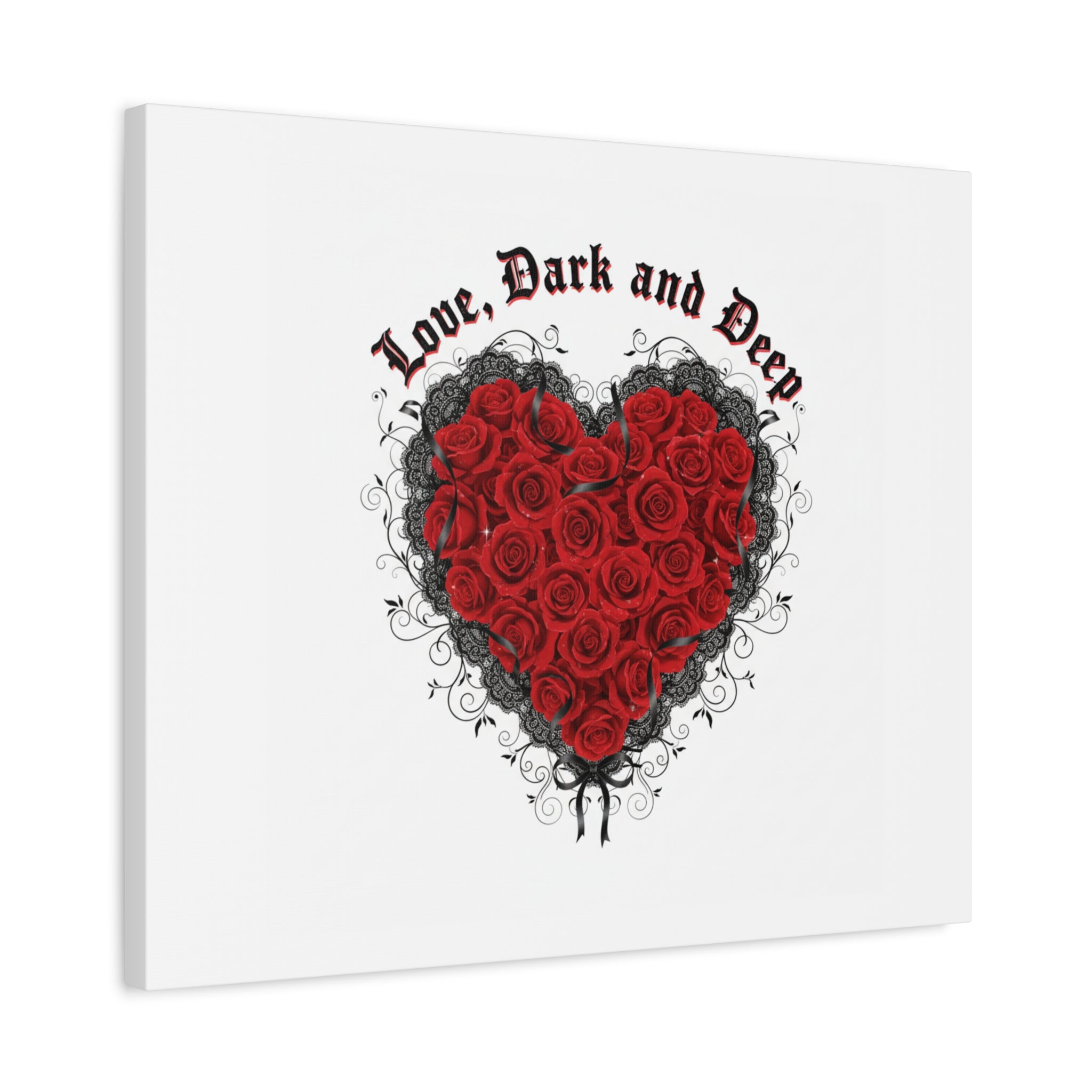 Love Dark and Deep Heart Canvas, Nu Romantic Gothic Romance, 80s Nostalgia