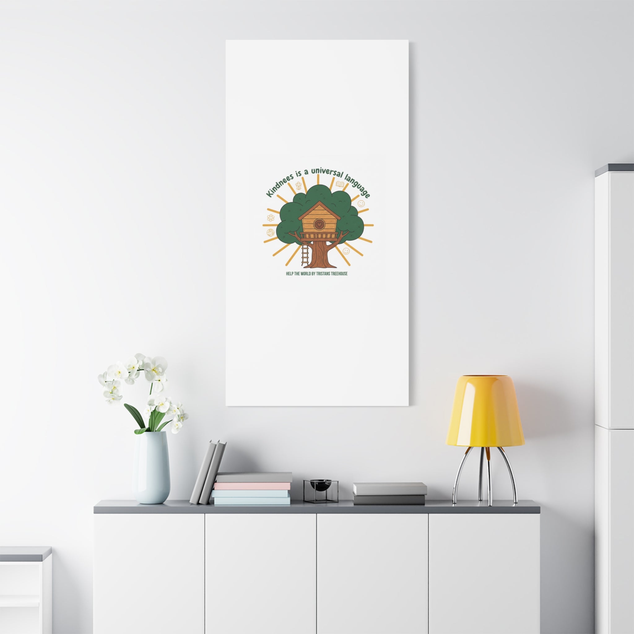 Kindness Is a Universal Language Canvas | Eco Humor, Treehouse Art