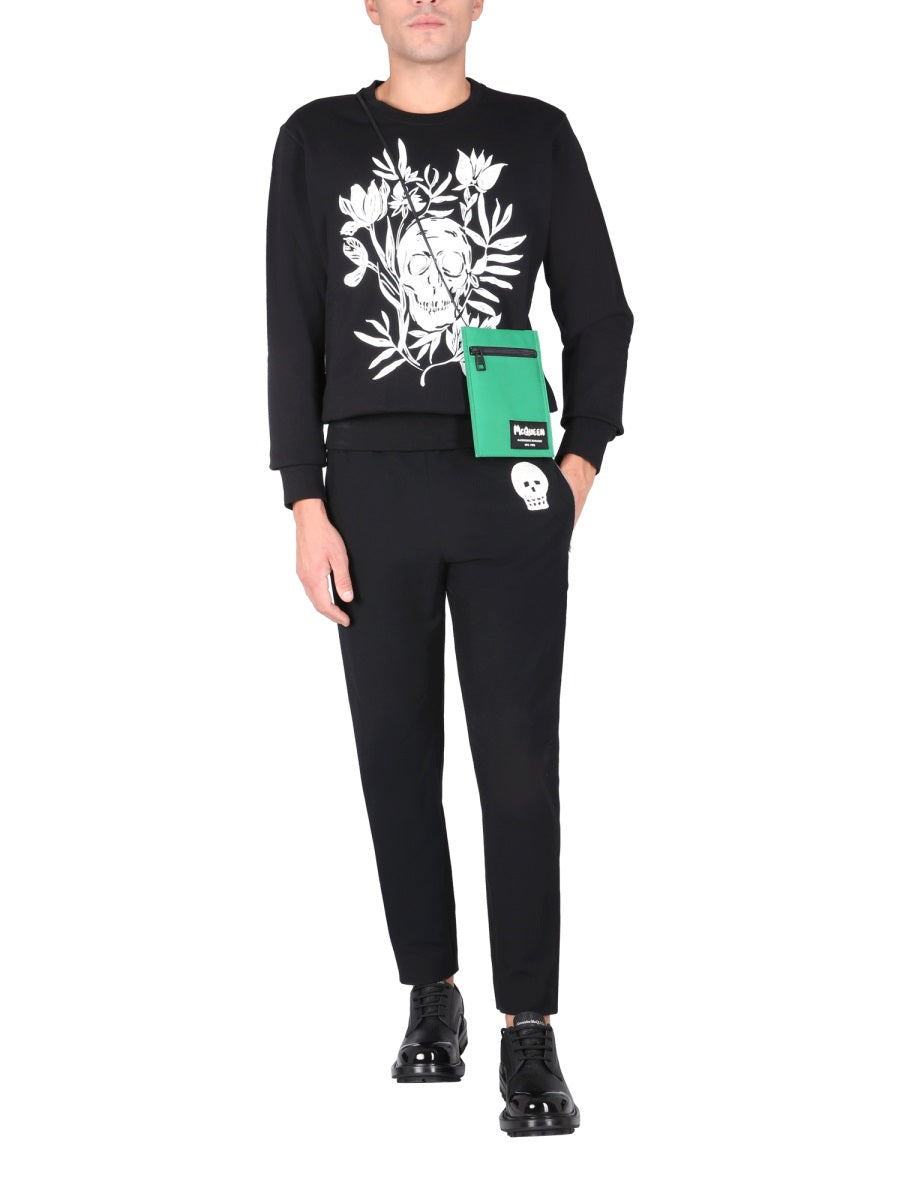 Alexander Mcqueen Men Jogging Pants With Embroidered Skull