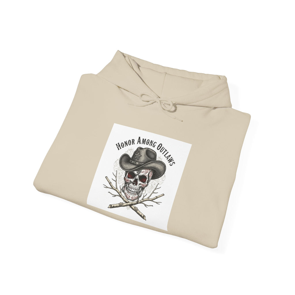 Western Skull Art Hoodie | gothic Americana, desert noir design