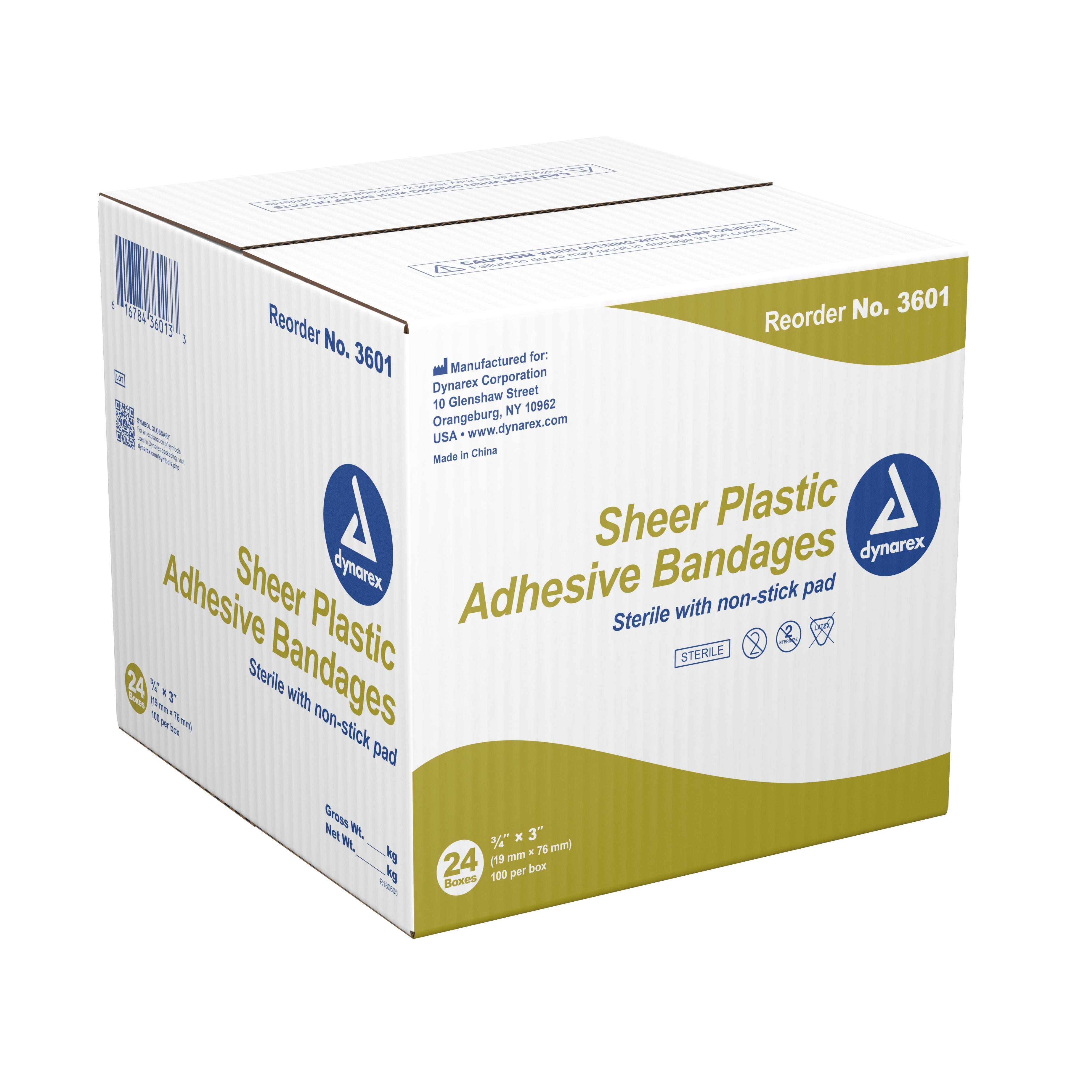 dynarex® Tan Sheer Adhesive Strip, ¾ x 3 Inch 3601