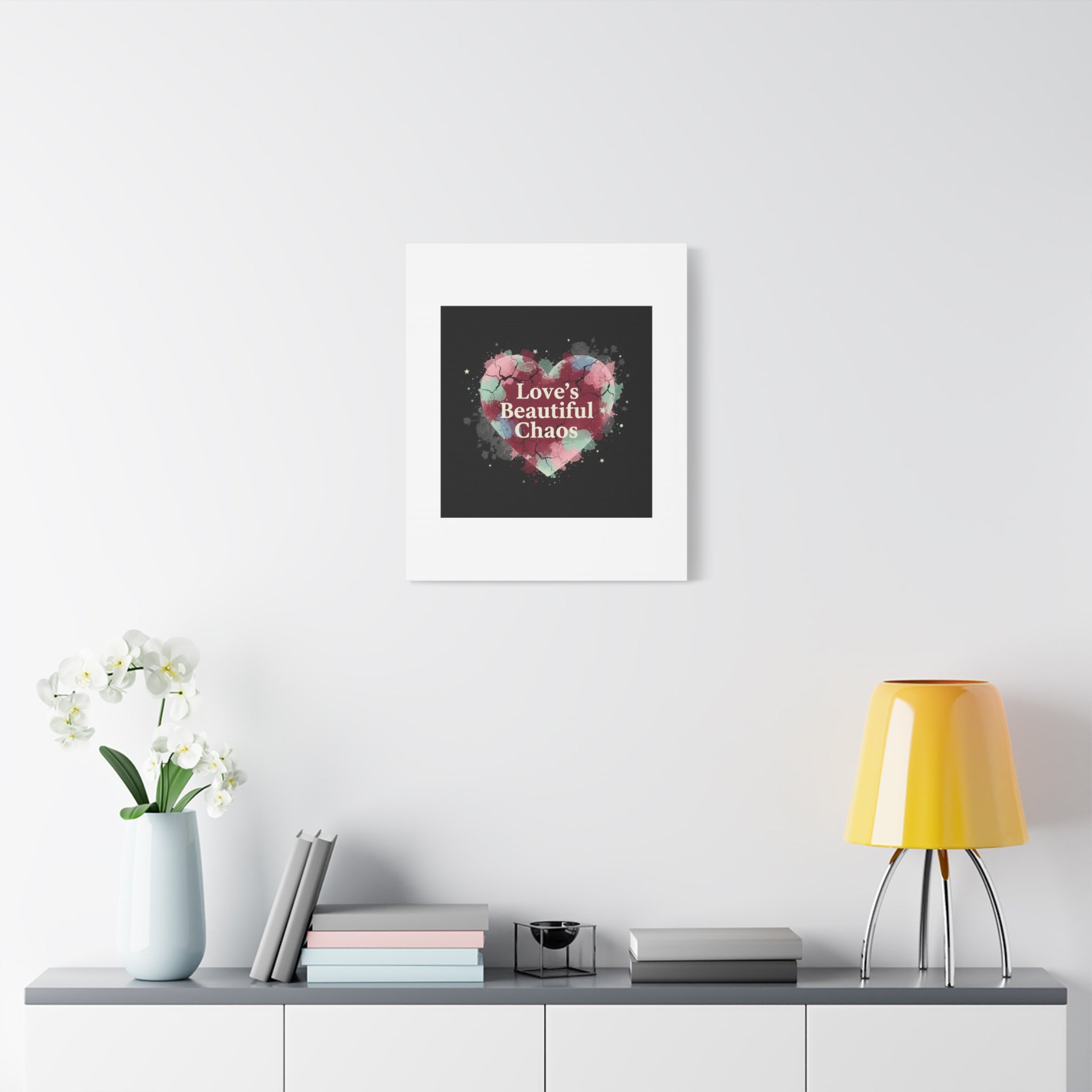 Love's Beautiful Chaos Canvas Print | Soft Grunge Hearts, Distressed Heart Art