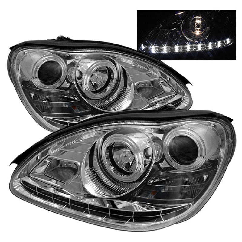 SPYDER Mercedes Benz S-Class 00-06 Projector Headlights Halogen Model- DRL Chrm PRO-YD-MBW220-DRL-C 5011329