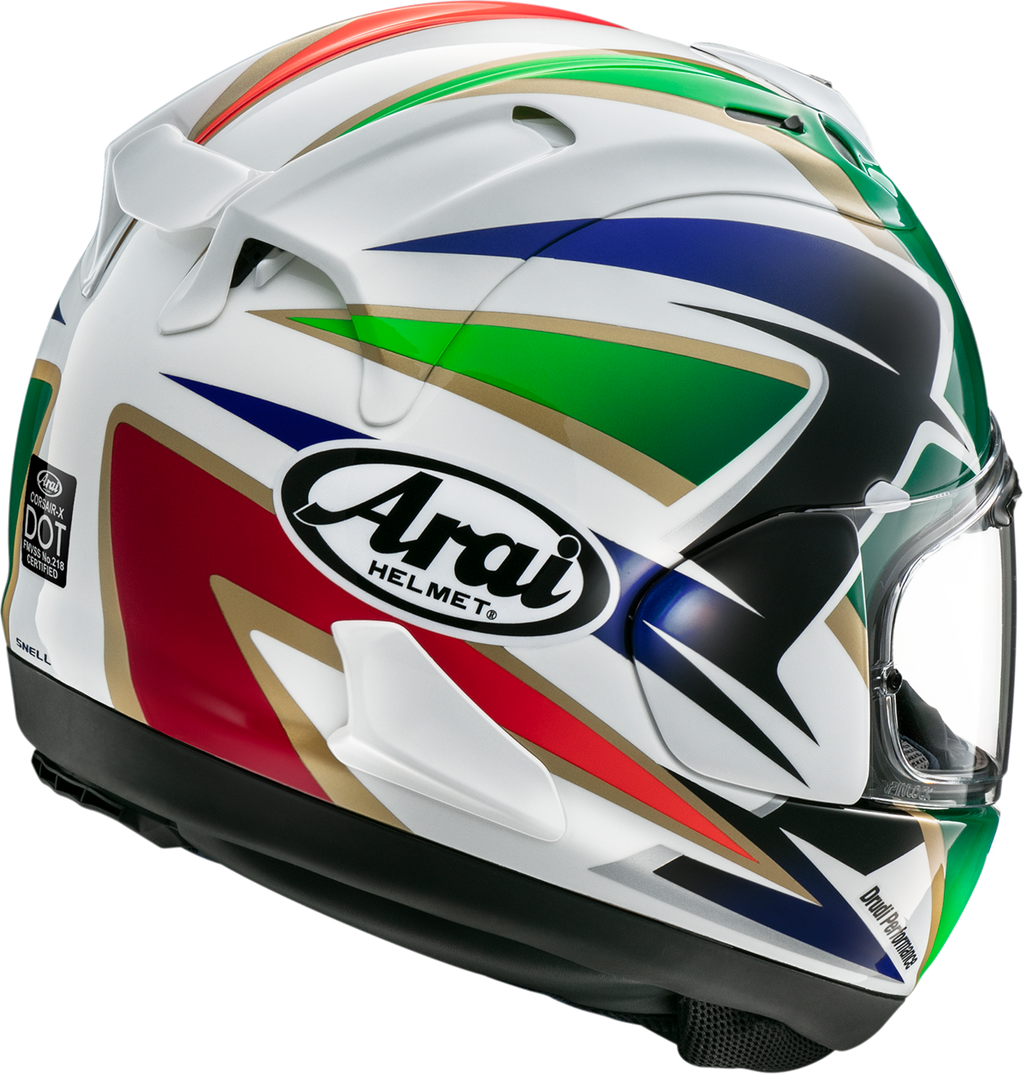 ARAI HELMETS, ARAI HELMETS Corsair-X Cadalora Restyle 2XL Helmet with VAS Shield Mechanism and Enhanced Ventilation