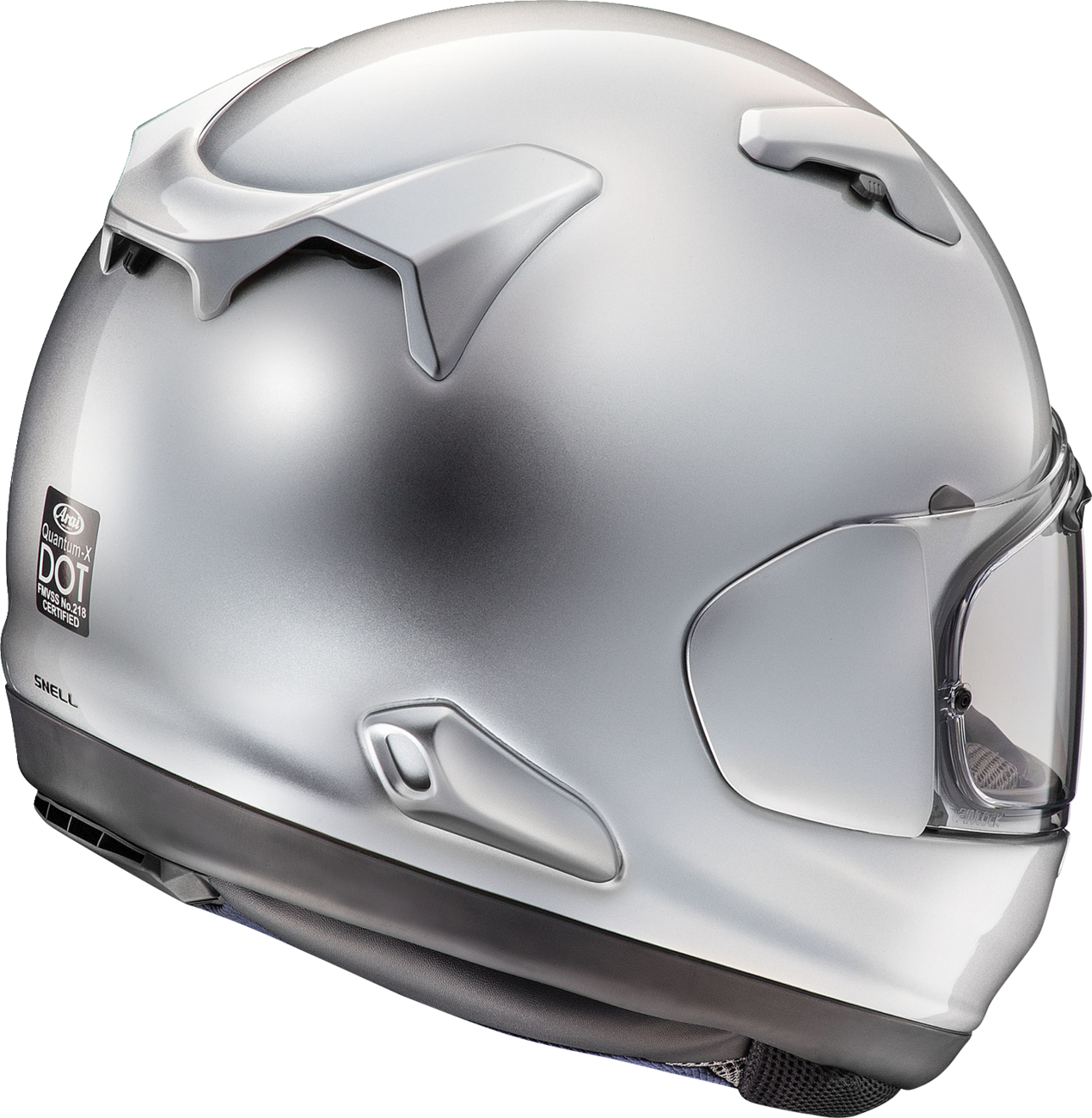 ARAI HELMETS, Arai Helmets Quantum-X XL Aluminum Silver Motorcycle Helmet with VAS Max Vision Shield