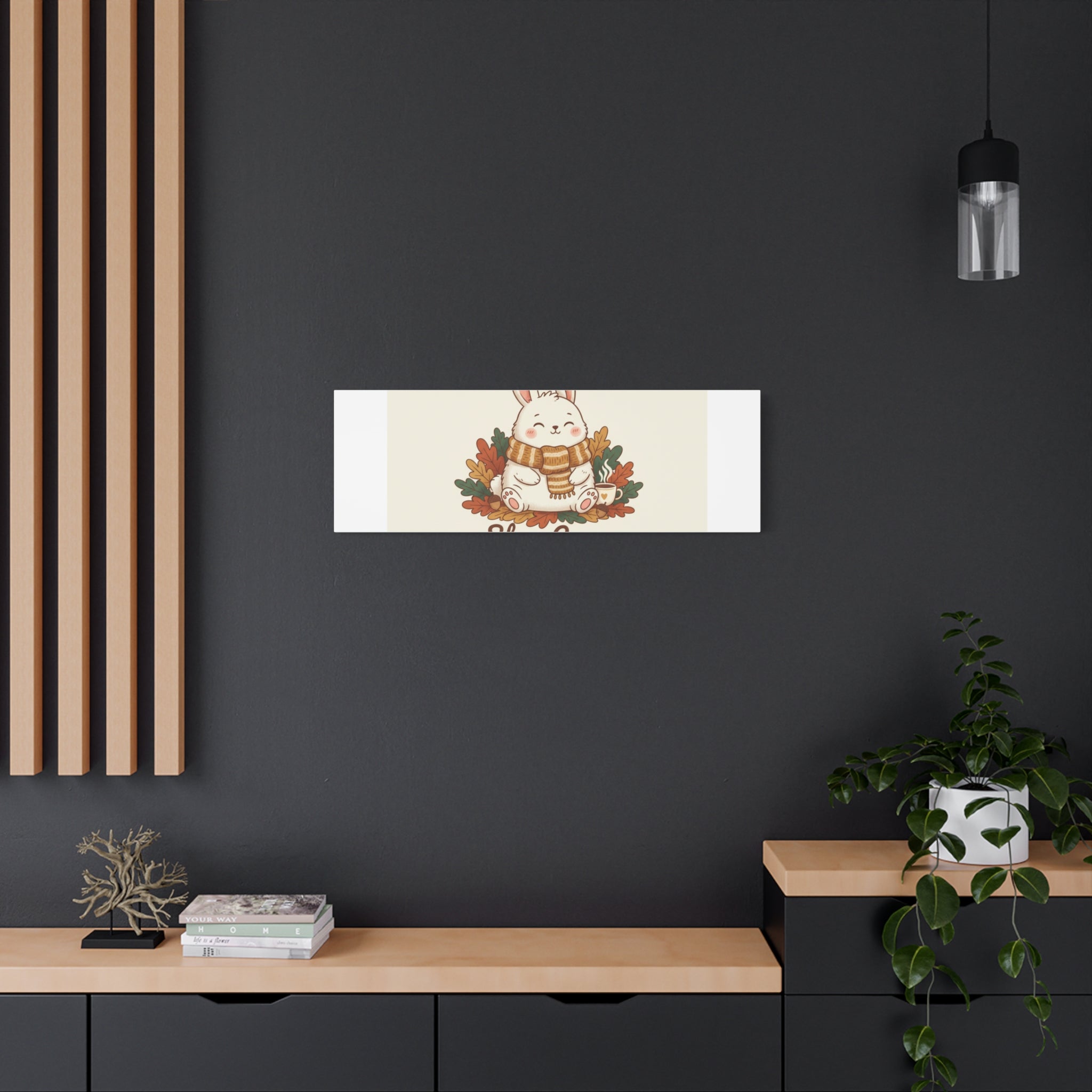 Cozy Bunny Illustration Canvas | Cute Critter Winter Forest Art