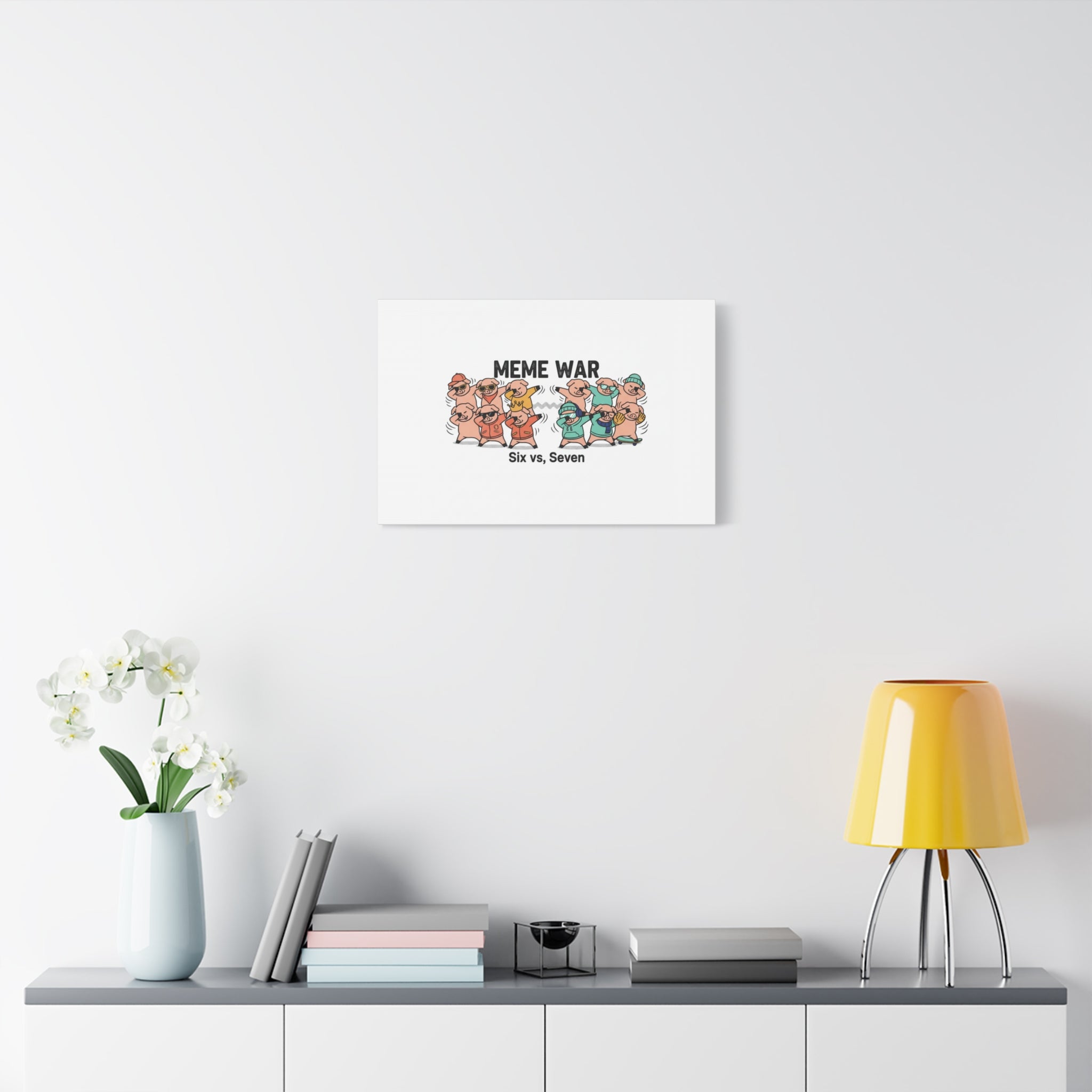 Meme War: Six vs. Seven Canvas Wall Art
