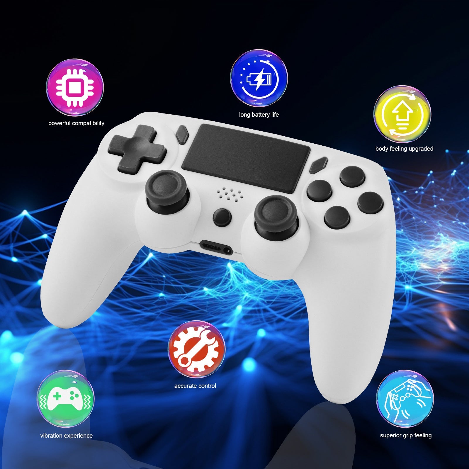 PS4 Game Controller, Six-axis Gyroscope, Dual Vibration Motion Sensing, PC, PS4 Wireless Bluetooth Game Controller