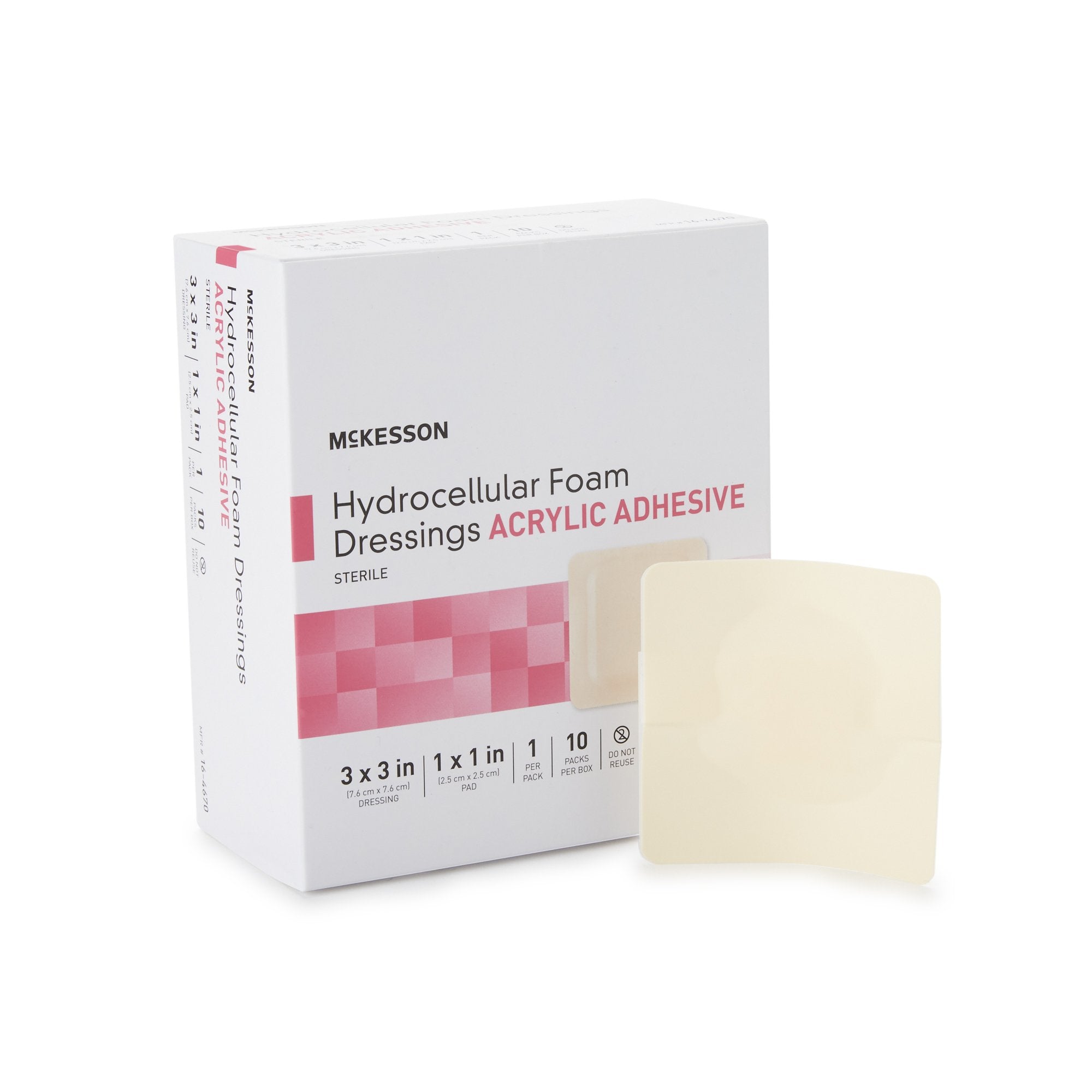 McKesson Adhesive Foam Dressing with Border, 3 x 3 Inch 16-4670