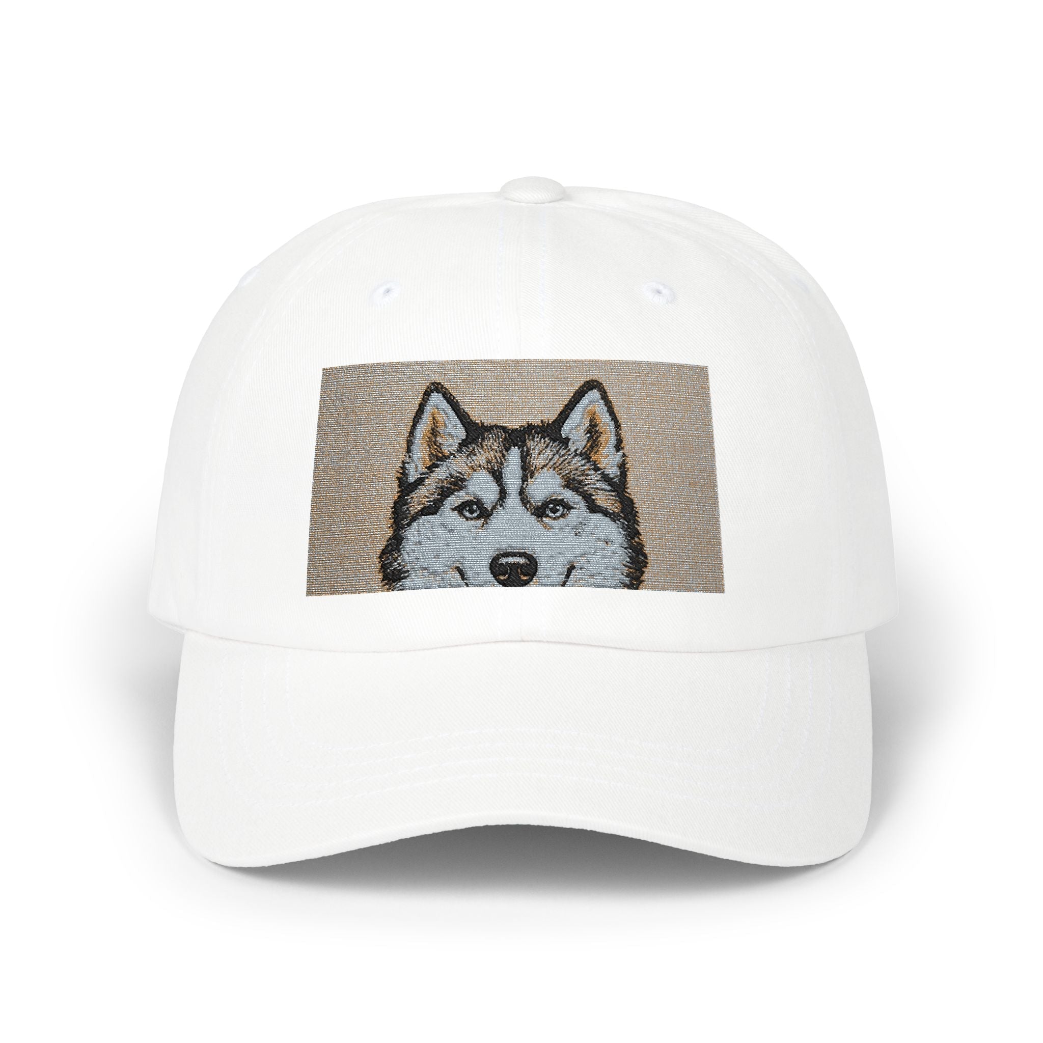 Husky Sequin Patch Dad Cap — Sparkle Siberian Dog Baseball Hat