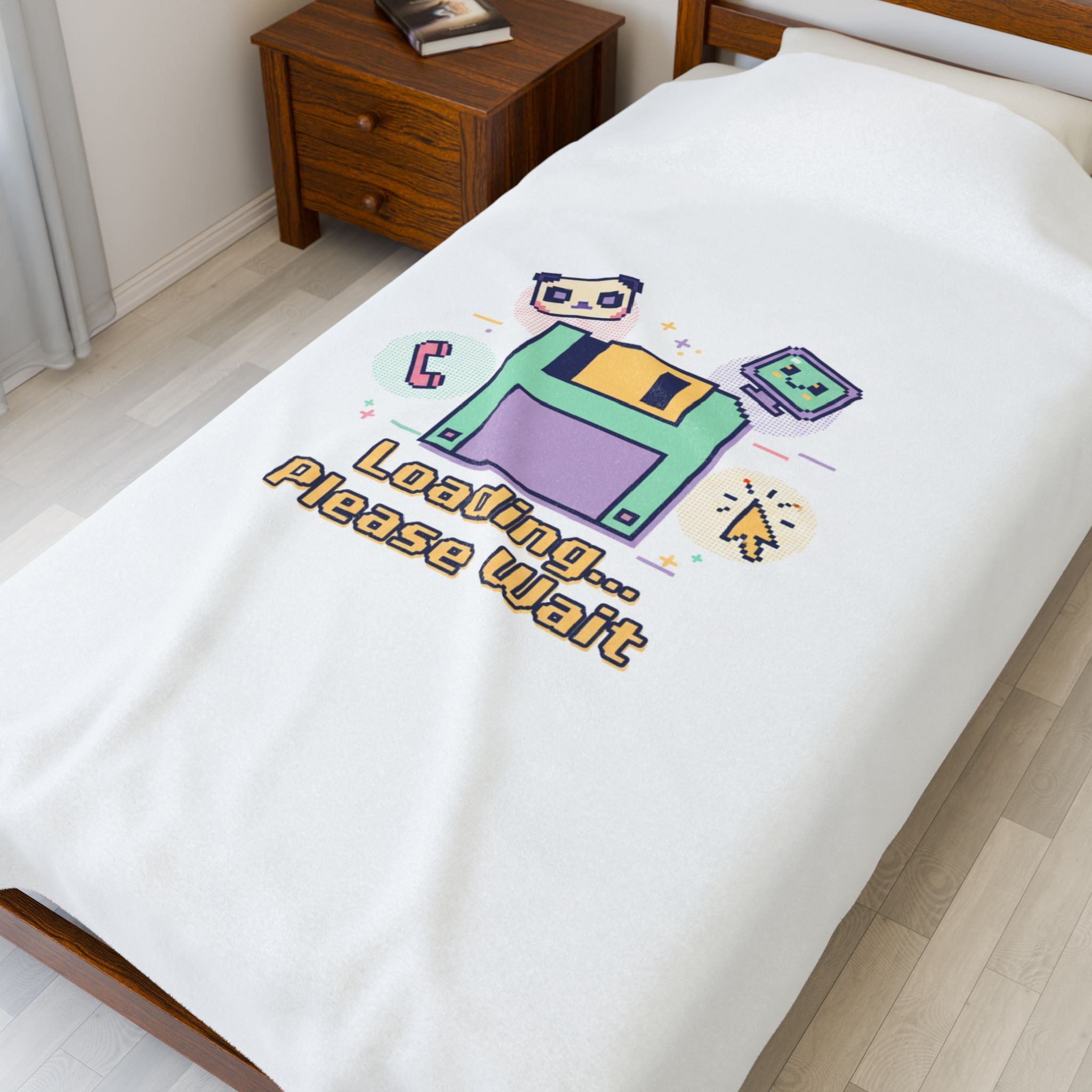 Loading Please Wait pixel art Velveteen Plush Blanket | Old Internet Aesthetic