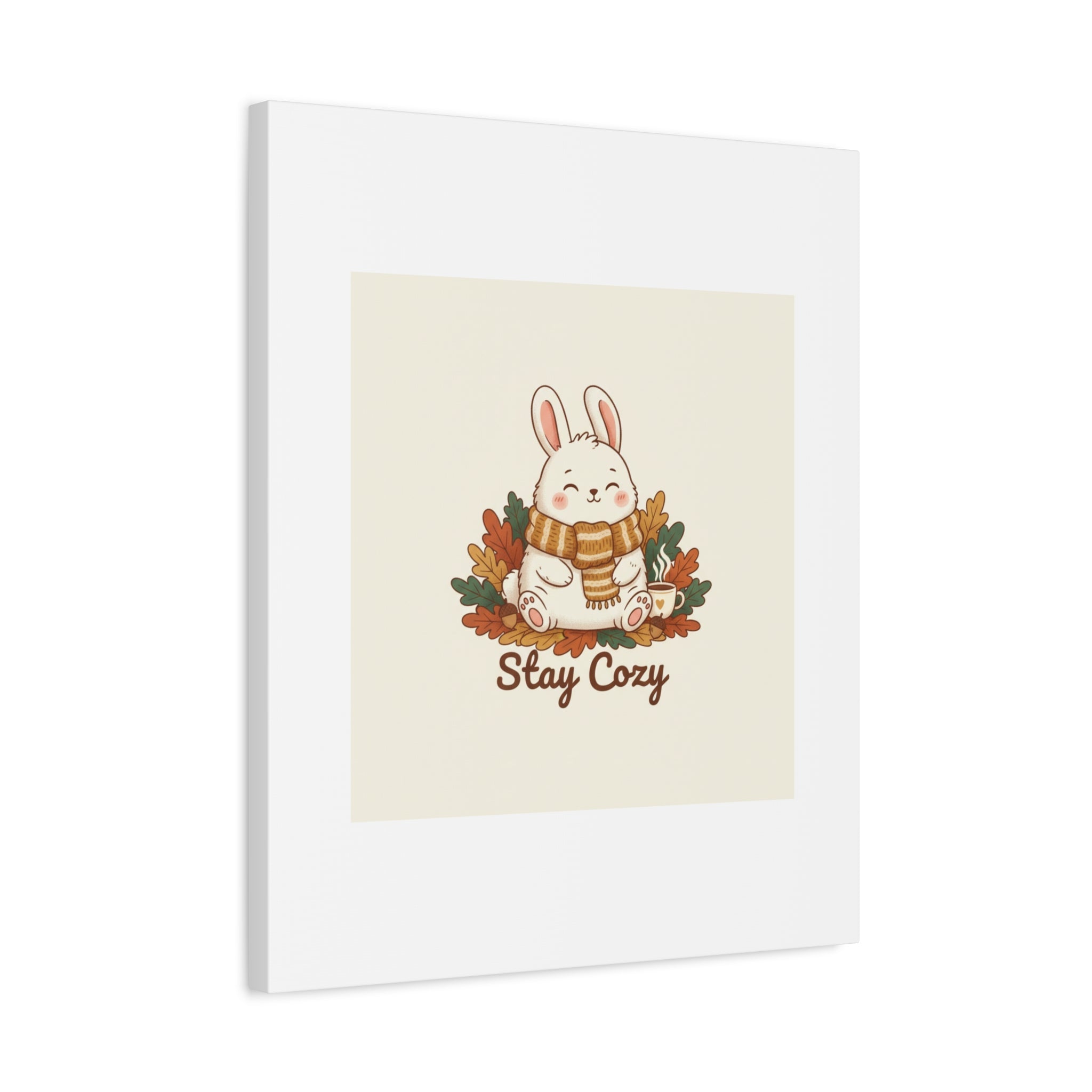Cozy Bunny Illustration Canvas | Cute Critter Winter Forest Art