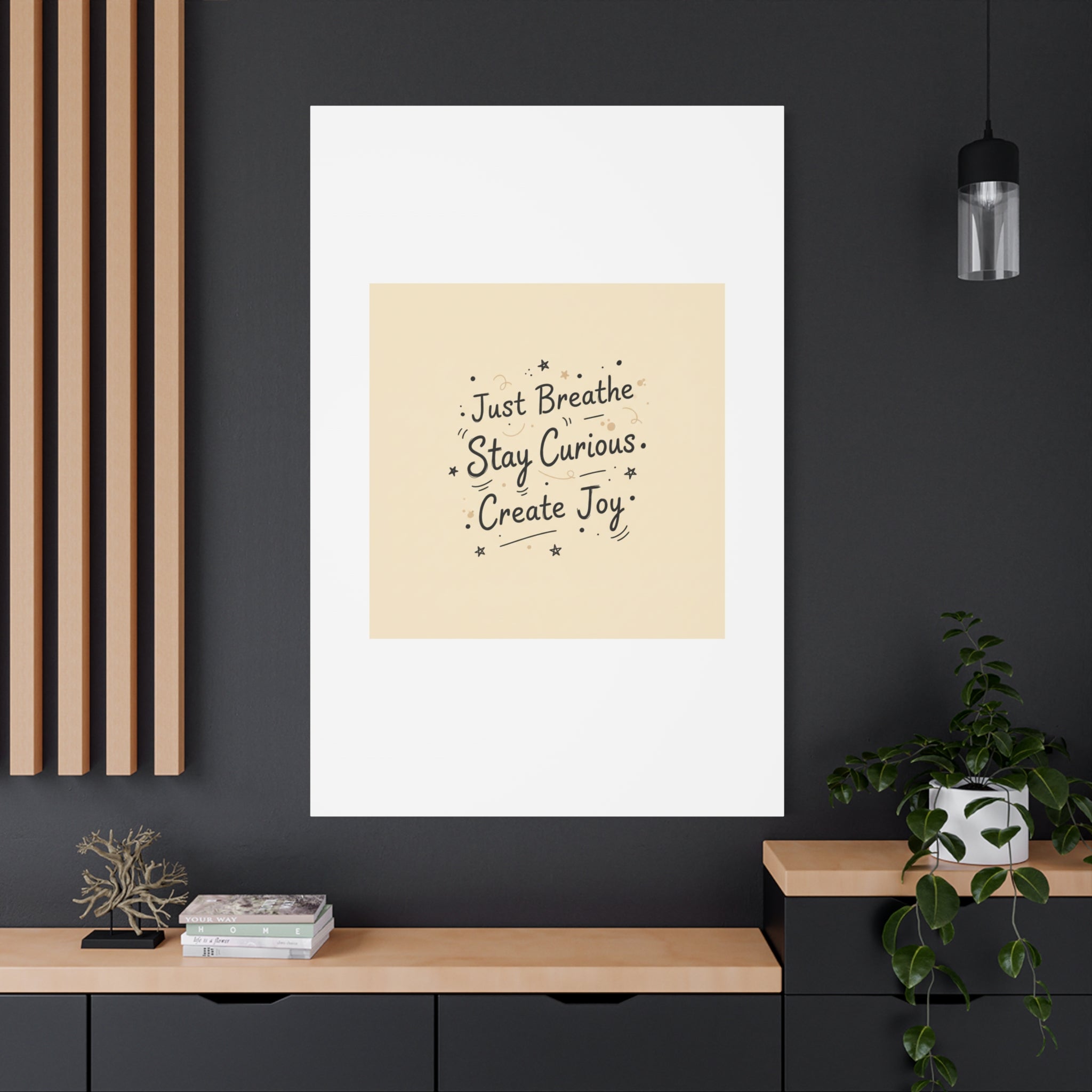 Just Breathe Stay Curious Create Joy Canvas | Messy Handwritten Typography, Doodle Text Art