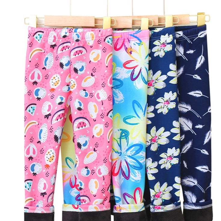 Girls Thin-Flannel SpringAutumn Outerwear Milk-Viscose Pants
