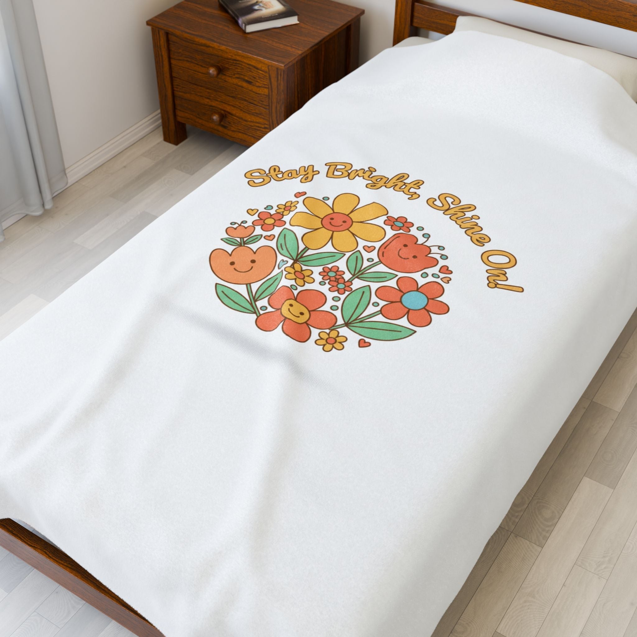 Stay Bright Shine On Velveteen Plush Blanket | Hopecore, Radical Optimism