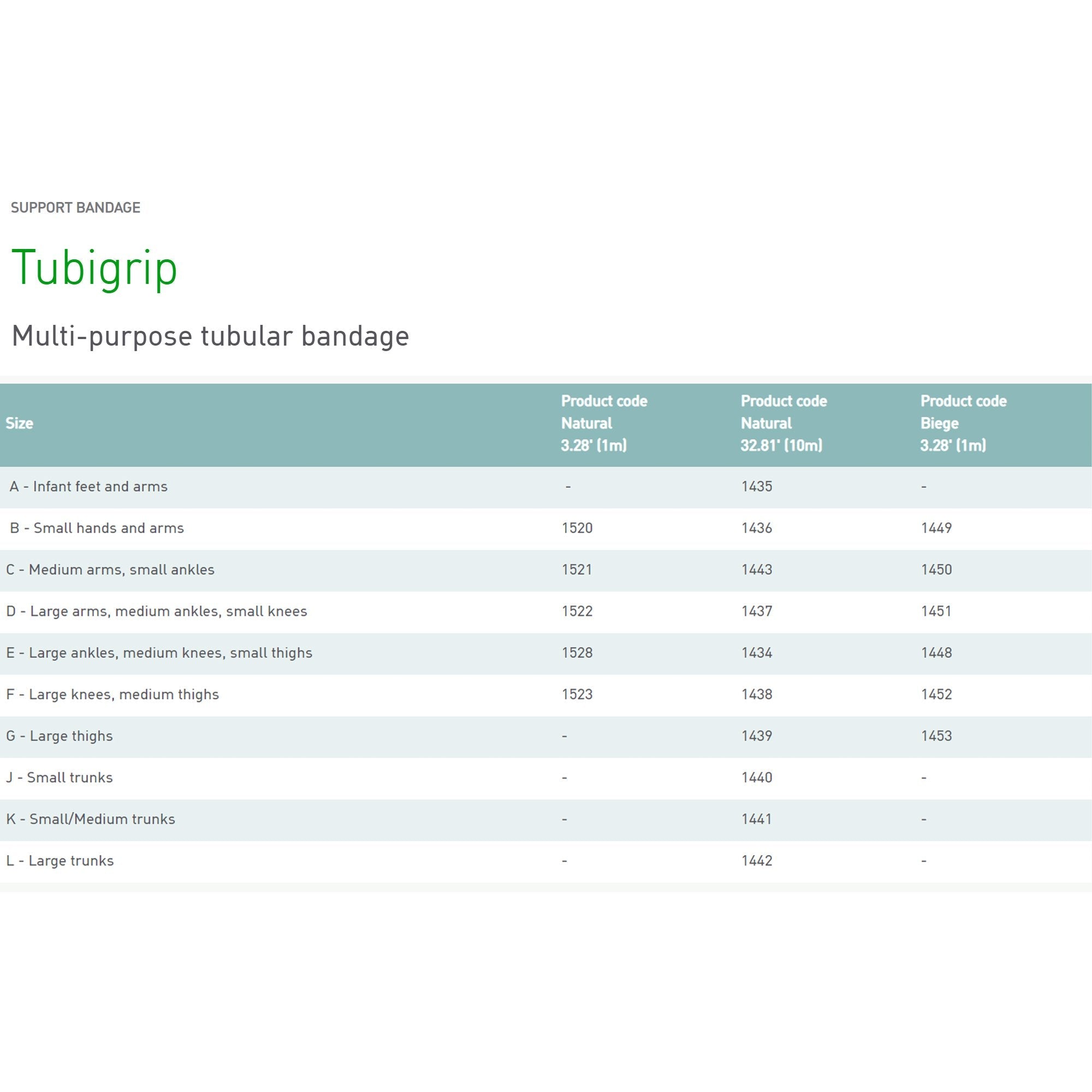 Tubigrip® Pull On Elastic Tubular Support Bandage, 10 Meter, Size F 1438