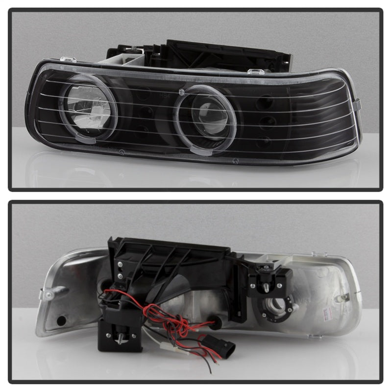 SPYDER xTune Chevy Silverado 1500/2500 99-02 Bumper Projector Headlights - LED - Black PRO-JH-CSIL99-SET-BK 9036781