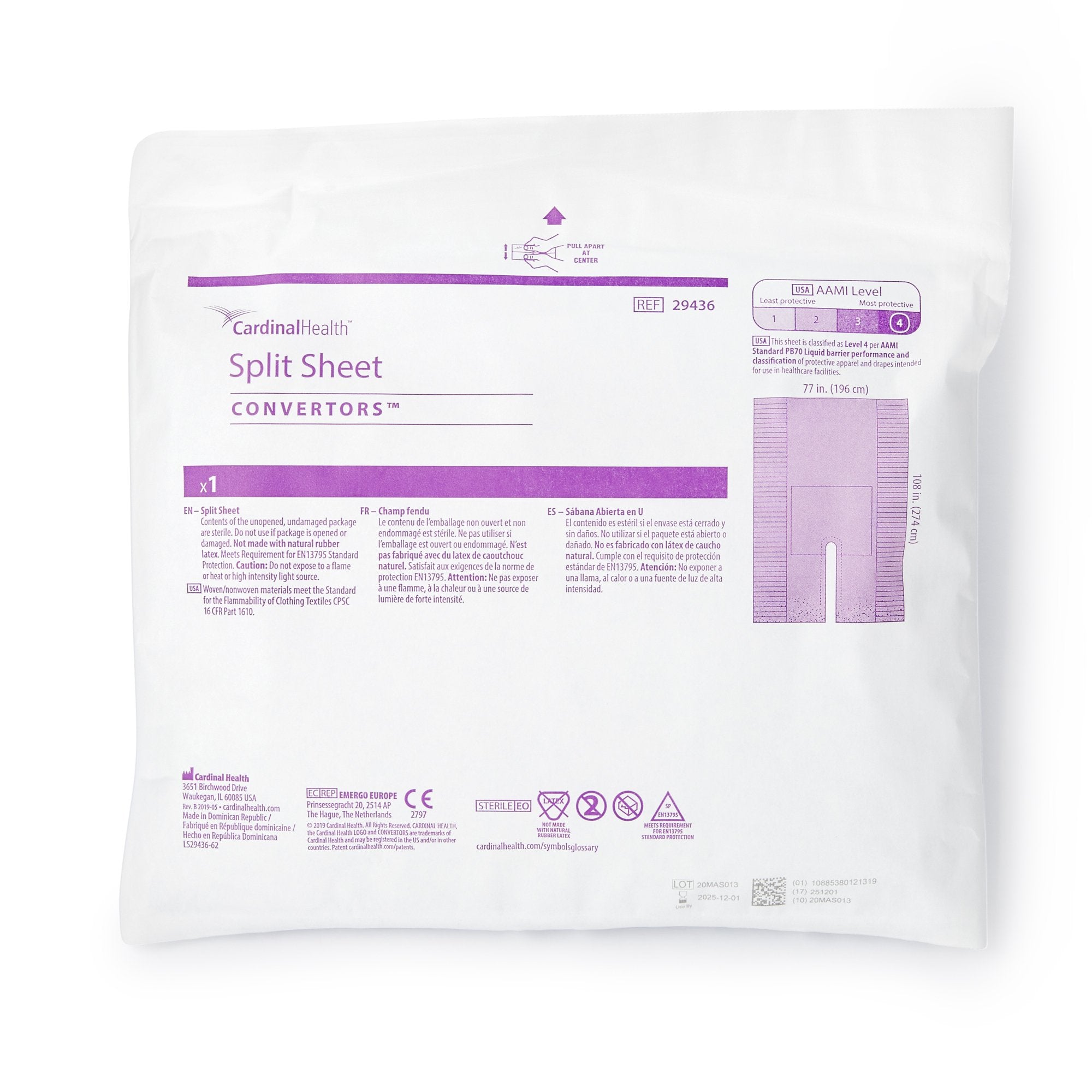 Cardinal Health™ Split Sheet Drape, 77 x 108 Inch 29436