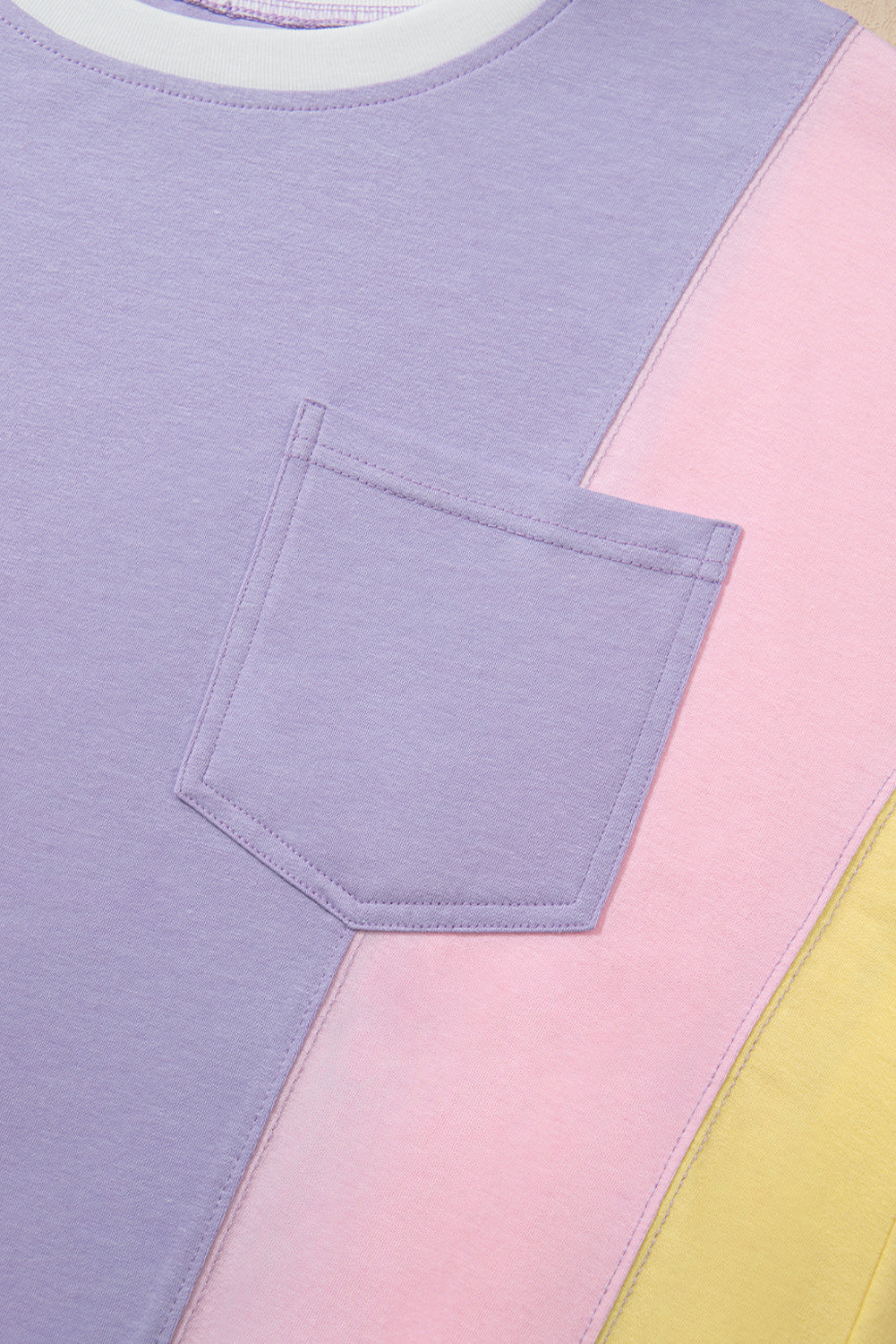 Unique Oils Purple Color Block Patchwork Oversized Half Sleeve T-Shirt