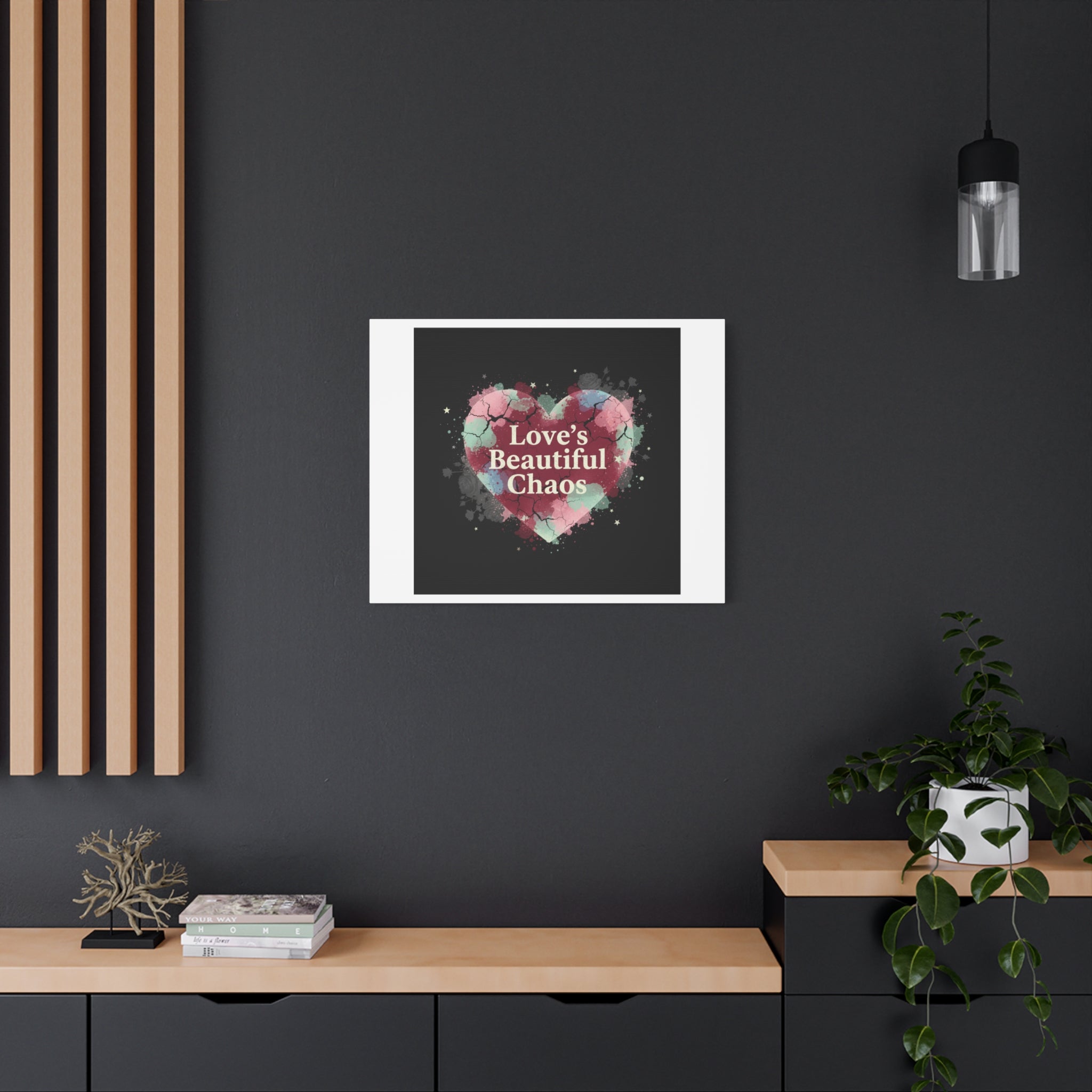 Love's Beautiful Chaos Canvas Print | Soft Grunge Hearts, Distressed Heart Art