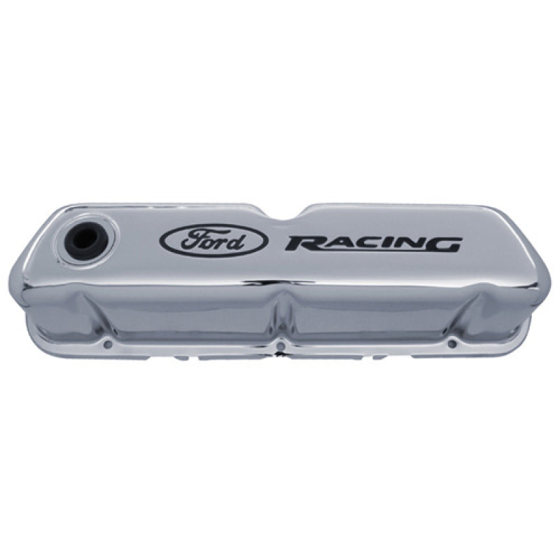 Ford Chrome Steel Valve Cover Set w/Ford Racing Logo FRD302-071