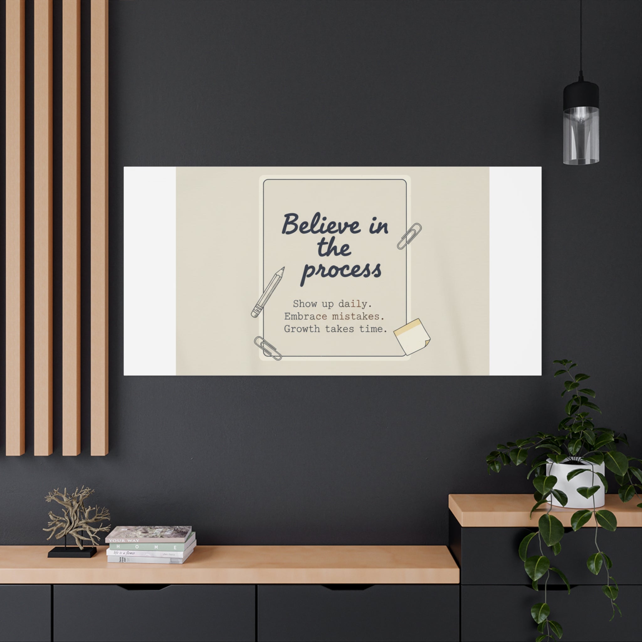 Believe in the Process Canvas | analogue note to self, handwritten reminder décor