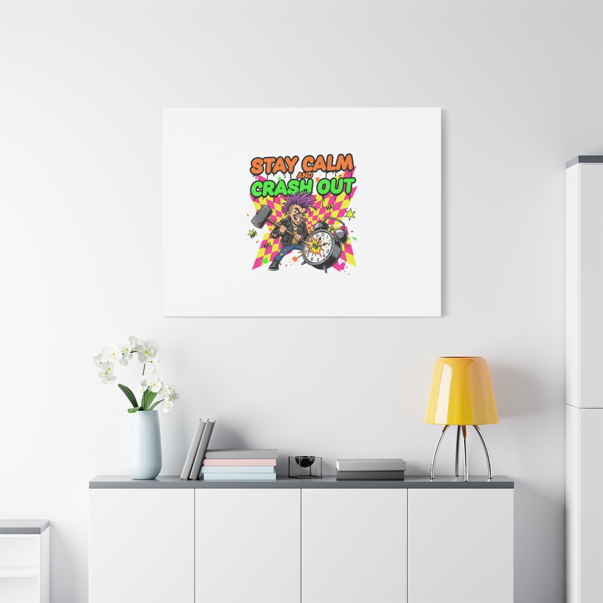 Stay Calm and Crash Out Canvas | neon skate graffiti, meltdown art