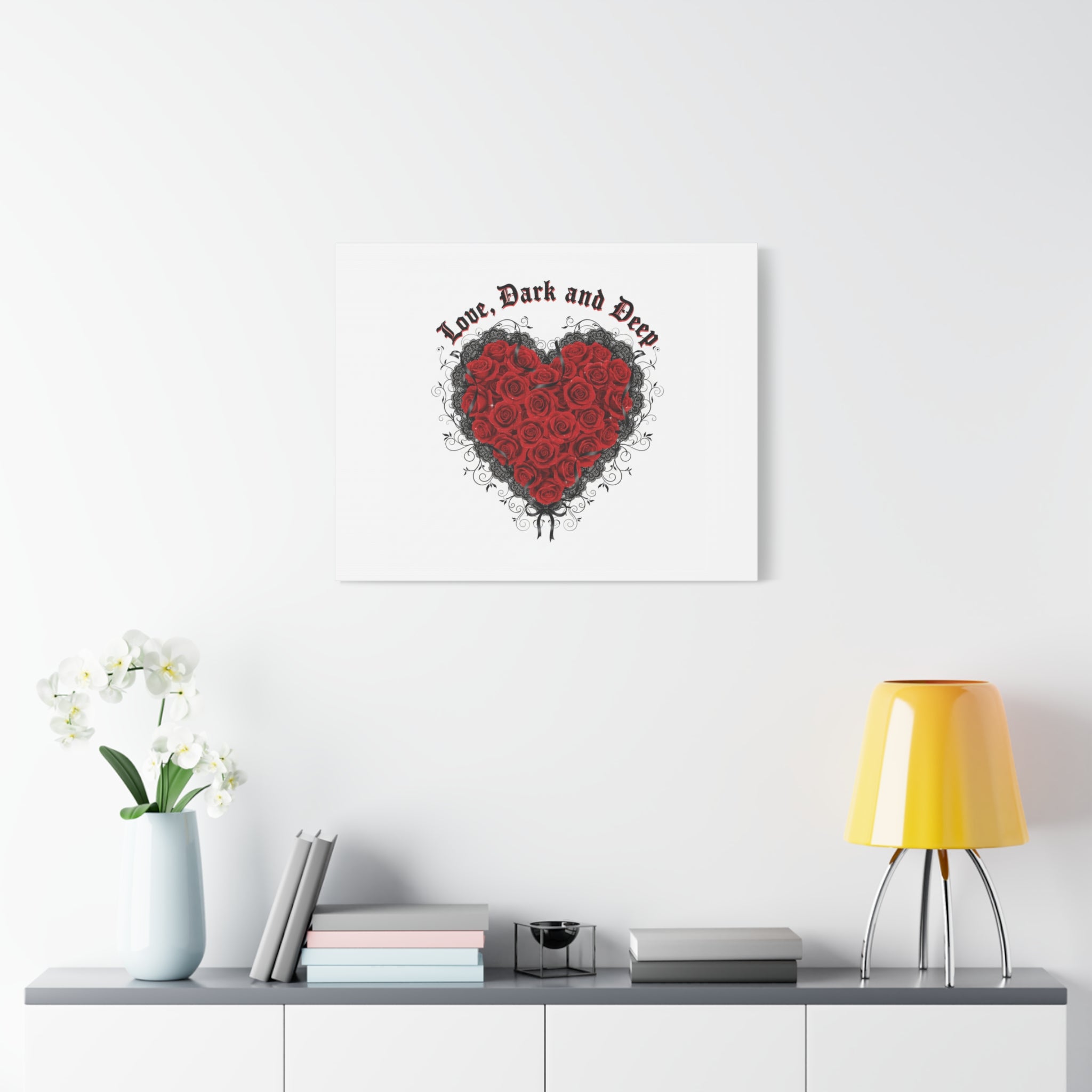 Love Dark and Deep Heart Canvas, Nu Romantic Gothic Romance, 80s Nostalgia