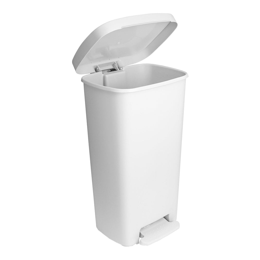 McKesson Waste Can with Step-On Pedal, Plastic, White, 15.16 x 14.76 x 26.57 Inch 16-25266