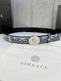 Versace MEDUSA BIGGIE ENAMEL LEATHER BELT