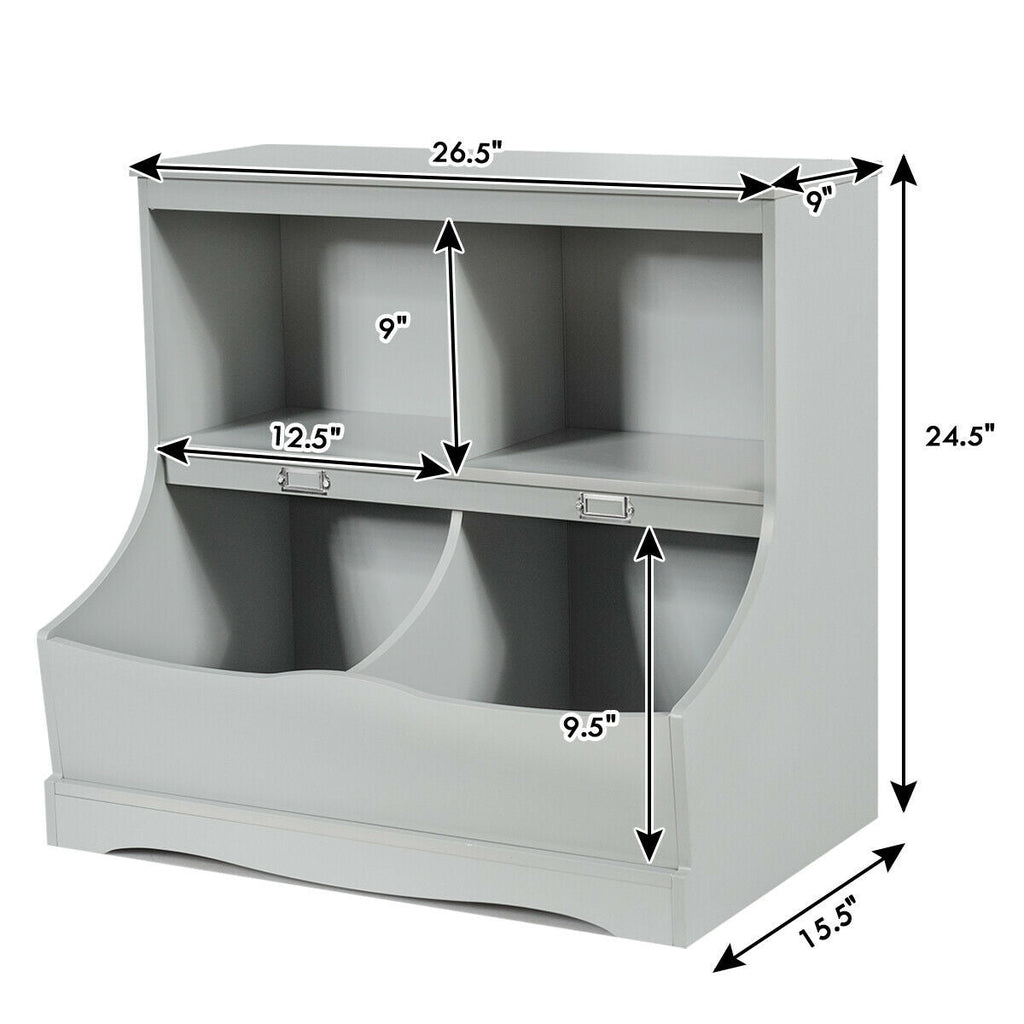 Kids Floor Cabinet Multi-Functional Bookcase -Gray