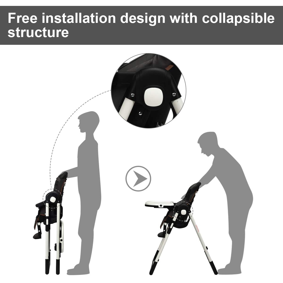 Foldable High chair with Multiple Adjustable Backrest