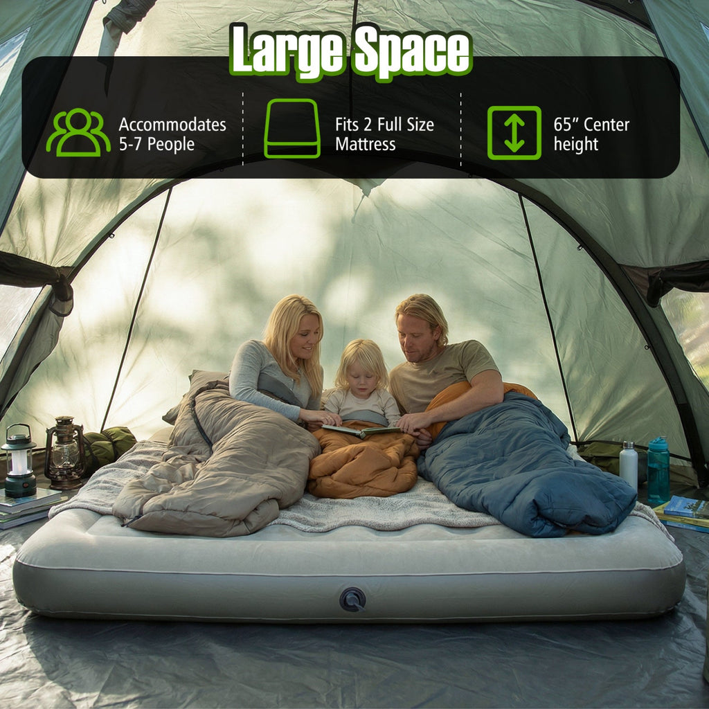 5-7 Person Inflatable Camping Tent with Screened Porch-Green