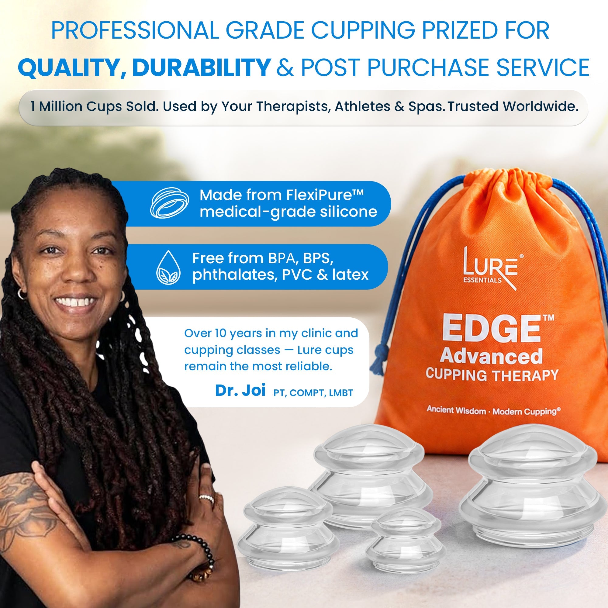 EDGE™ Cupping Therapy Set Clear, 4 Cups