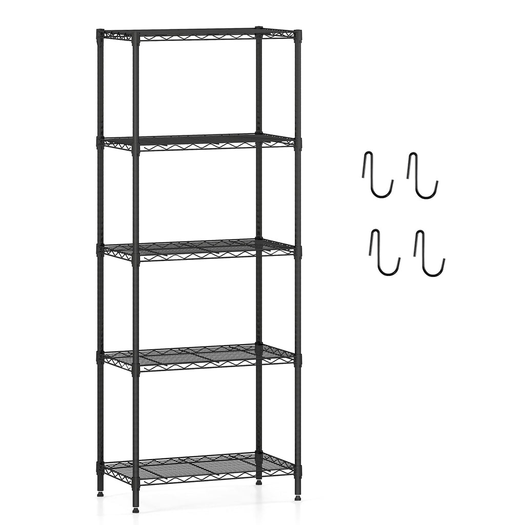 DirectDeals 5-Tier Heavy Duty Metal Storage Shelving Unit, 750 lbs Capacity, Black